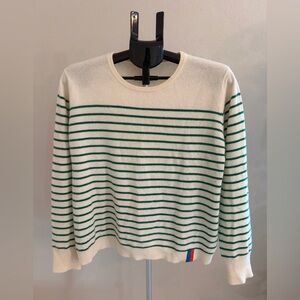 KULE Cream and Green Striped Sweater